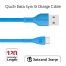 Promate PowerBeam-C USB-A to USB-C Cable 2А - кабел с гумирана оплетка за устройства с USB-C порт (120 см) (син)  2