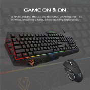 Vertux Vendetta Backlit Ergonomic Wired Gaming Keyboard & Mouse - комплект геймърска клавиатура с LED подсветка и мишка (за PC) (черен) 3
