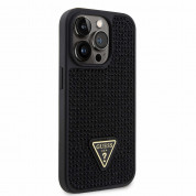 Guess Rhinestones Triangle Metal Logo Case - силиконов (TPU) калъф за iPhone 14 Pro (черен) 2