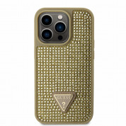 Guess Rhinestones Triangle Metal Logo Case for iPhone 14 Pro (gold) 1