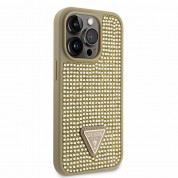 Guess Rhinestones Triangle Metal Logo Case for iPhone 14 Pro (gold) 2