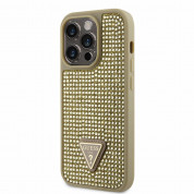 Guess Rhinestones Triangle Metal Logo Case for iPhone 14 Pro (gold)