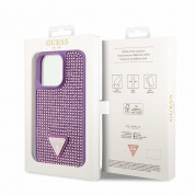 Guess Rhinestones Triangle Metal Logo Case for iPhone 14 Pro (purple) 5
