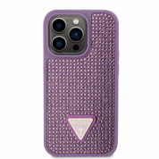 Guess Rhinestones Triangle Metal Logo Case for iPhone 14 Pro (purple) 1
