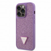 Guess Rhinestones Triangle Metal Logo Case for iPhone 14 Pro (purple)