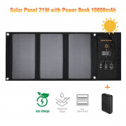 4smarts VoltSolar Foldable Solar Panel 21W With 10000mAh Power Bank Set - комплект външна батерия и сгъваем соларен панел, зареждащ вашето устройство директно от слънцето (черен)