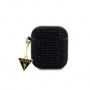 Guess Rhinestones Triangle Metal Logo Case for Apple Airpods и Apple Airpods 2 (black)