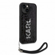 Karl Lagerfeld Sequins Reversible Case - дизайнерски силиконов кейс с връзка за носене за iPhone 14 (черен) 4