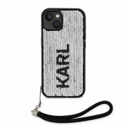 Karl Lagerfeld Sequins Reversible Case - дизайнерски силиконов кейс с връзка за носене за iPhone 14 (черен) 1