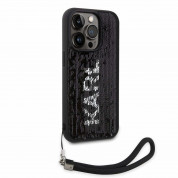 Karl Lagerfeld Sequins Reversible Case - дизайнерски силиконов кейс с връзка за носене за iPhone 14 Pro Max (черен) 4