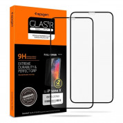 Spigen FC HD Tempered Glass 2 Pack - 2 броя стъклени защитни покрития за дисплея за iPhone 11 Pro, iPhone XS, iPhone X (черен-прозрачен)
