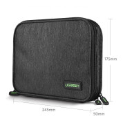 Ugreen LP149 Double Layer Storage Bag - органайзер за външен хард диск, смартфон, кабели, слушалки и други аксесоари (сив)  5