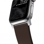 Nomad Active Band Pro - кожена (естествена кожа) каишка за Apple Watch 42мм, 44мм, 45мм, Ultra 49мм (кафяв-сребрист) 4