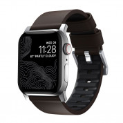 Nomad Active Band Pro - кожена (естествена кожа) каишка за Apple Watch 42мм, 44мм, 45мм, Ultra 49мм (кафяв-сребрист)