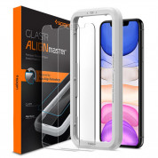 Spigen Glass.Tr Align Master Tempered Glass 2 Pack - 2 броя стъклени защитни покрития за дисплея на iPhone 11, iPhone XR (прозрачен)
