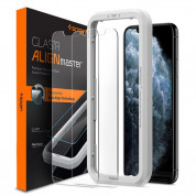 Spigen Glass.Tr Align Master Tempered Glass 2 Pack - 2 броя стъклени защитни покрития за дисплея на iPhone 11 Pro, iPhone XS, iPhone X (прозрачен)