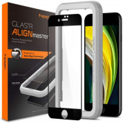 Spigen Glass.Tr Align Master Full Cover Tempered Glass - калено стъклено защитно покритие за целия дисплей на iPhone SE (2022), iPhone SE (2020), iPhone 8, iPhone 7 (черен-прозрачен)
