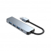 Tech-Protect USB-C Hub 5in1 v0 - USB-C хъб за свързване на допълнителна периферия за компютри и лаптопи с USB порт (тъмносив)