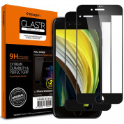 Spigen Glass.Tr Align Master Full Cover Tempered Glass 2 Pack - 2 броя стъклени защитни покрития за целия дисплей на iPhone SE (2022), iPhone SE (2020), iPhone 8, iPhone 7  (черен-прозрачен)