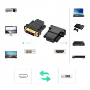 Ugreen DVI Male To HDMI Female Adapter FullHD - адаптер за свързване на DVI устройства към устройства с HDMI (черен) 7