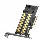Ugreen PCIe 3.0 x4 to M.2 M-Key + M.2 B-Key Adapter - адаптер за използване на M.2 SSD на устройства с PCIe 3.0 слотове (черен)