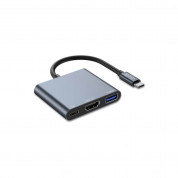 Tech-Protect V1-hub 3in1 - USB-C хъб поддържащ HDMI, USB-C и USB функционалности (тъмносив)