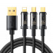 Joyroom 3-in-1 Charging Cable - универсален USB кабел с Lightning, microUSB и USB-C конектори (120 см) (черен)  1