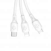 Dudao LBA 3-in-1 Charging Cable 6A - универсален USB кабел с Lightning, microUSB и USB-C конектори (120 см) (бял) 1