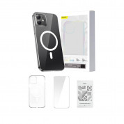 Baseus Crystal Magnetic Case Set (ARSJ010302) - поликарбонатов кейс с MagSafe и стъклено защитно покритие за дисплея за iPhone 12 (прозрачен) 7