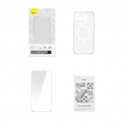 Baseus Crystal Magnetic Case Set (ARSJ010602) - поликарбонатов кейс с MagSafe и стъклено защитно покритие за дисплея за iPhone 13 (прозрачен) 8