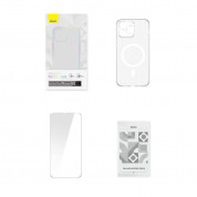 Baseus Crystal Magnetic Case Set (ARSJ010702) - поликарбонатов кейс с MagSafe и стъклено защитно покритие за дисплея за iPhone 13 Pro (прозрачен) 9