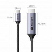 Ugreen 8K 60Hz USB-C to HDMI Cable - кабел с поддръжка на 8K за свързване от USB-C към HDMI (тъмносив) 3
