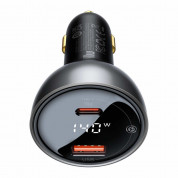 Baseus Digital Display Fast Car Charger 140W (CGZX070001) - зарядно за кола с USB-A и USB-C изходи с технология за бързо зареждане и USB-C кабел (черен) 3