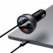 Baseus Digital Display Fast Car Charger 140W (CGZX070001) - зарядно за кола с USB-A и USB-C изходи с технология за бързо зареждане и USB-C кабел (черен) 4