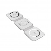 Choetech 3-in-1 MagSafe Wireless Charger 15W - тройна поставка (пад) за безжично зареждане на iPhone с Magsafe, Apple Watch и Qi съвместими устройства (бял)