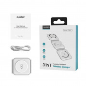 Choetech 3-in-1 MagSafe Wireless Charger 15W - тройна поставка (пад) за безжично зареждане на iPhone с Magsafe, Apple Watch и Qi съвместими устройства (бял) 4