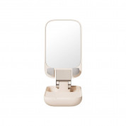 Baseus Seashell Folding Stand With Mirror (B10551501411-00) - универсална сгъваема поставка с вградено огледало за бюро и плоскости за мобилни устройства и таблети (розов) 2