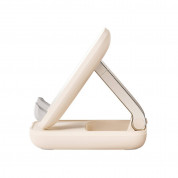 Baseus Seashell Folding Stand With Mirror (B10551501411-00) - универсална сгъваема поставка с вградено огледало за бюро и плоскости за мобилни устройства и таблети (розов) 4