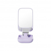 Baseus Seashell Folding Stand With Mirror (B10551501511-00) - универсална сгъваема поставка с вградено огледало за бюро и плоскости за мобилни устройства и таблети (лилав) 2