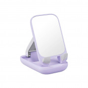 Baseus Seashell Folding Stand With Mirror (B10551501511-00) - универсална сгъваема поставка с вградено огледало за бюро и плоскости за мобилни устройства и таблети (лилав) 1