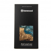 Bewood Unique Planet Earth Wood and Resin MagSafe Case - дизайнерски хибриден (дърво+TPU) кейс с MagSafe за iPhone 14 Pro (син-зелен) 4