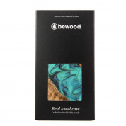 Bewood Unique Turquoise Wood and Resin Case - дизайнерски хибриден (дърво+TPU) кейс за iPhone 14 Pro (син-кафяв) 4