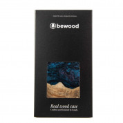 Bewood Unique Neptune Wood and Resin MagSafe Case - дизайнерски хибриден (дърво+TPU) кейс с MagSafe за iPhone 14 (тъмносин-черен) 3