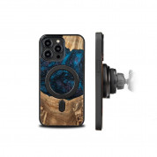 Bewood Unique Neptune Wood and Resin MagSafe Case - дизайнерски хибриден (дърво+TPU) кейс с MagSafe за iPhone 14 Pro Max (тъмносин-черен) 1