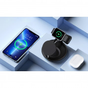 Choetech 3in1 Inductive Wireless Charging Station 22.5W - тройна поставка (пад) за безжично зареждане за iPhone с Magsafe, Apple Watch, AirPods Pro и Qi съвместими устройства (черен) 6