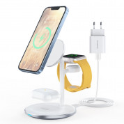 Choetech 3-in-1 Inductive Wireless Charging Station - тройна поставка (пад) за безжично зареждане за iPhone с Magsafe, Apple Watch и AirPods (бял)