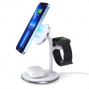 Choetech 3-in-1 Inductive Wireless Charging Station - тройна поставка (пад) за безжично зареждане за iPhone с Magsafe, Apple Watch и AirPods (бял) 2