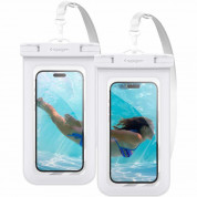 Spigen Aqua Shield A601 Universal Waterproof Case IPX8 2 Pack - 2 броя универсални водоустойчиви калъфи за смартфони до 7 инча (бял)