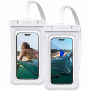 Spigen Aqua Shield A610 Universal Waterproof Floating Case IPX8 2 Pack - 2 броя универсални водоустойчиви калъфи за смартфони до 6.9 инча (бял)