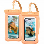 Spigen Aqua Shield A610 Universal Waterproof Floating Case IPX8 2 Pack - 2 броя универсални водоустойчиви калъфи за смартфони до 6.9 инча (оранжев)